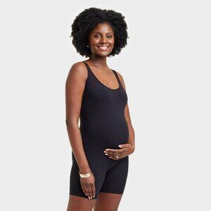Isabel Maternity L Womens Unitard Jumpsuit Sleeveless Bodysuit Black